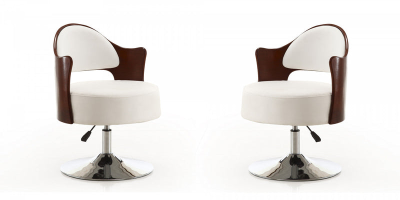Bopper Modern Vegan Leather Swivel Lounge Chair in White - Set of 2 