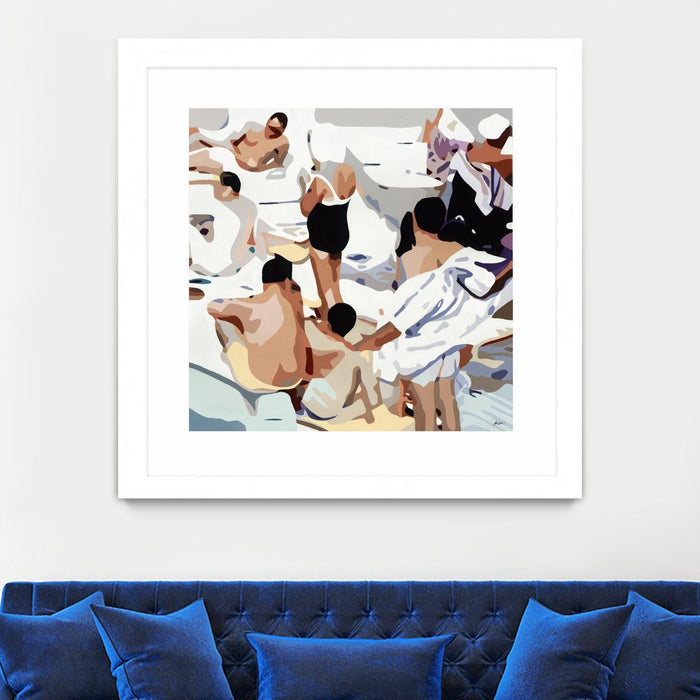 \"Tammy & Greg's Pool Party\" Matted and Framed White 30x30 Wall Art
