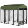 Pawhut Outdoor Dog Kennel, Lockable Pet Playpen Crate, Welded Wire Steel Fence, With Water-, Uv-resi