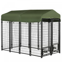 Pawhut Outdoor Dog Kennel, Lockable Pet Playpen Crate, Welded Wire Steel Fence, With Water-, Uv-resi