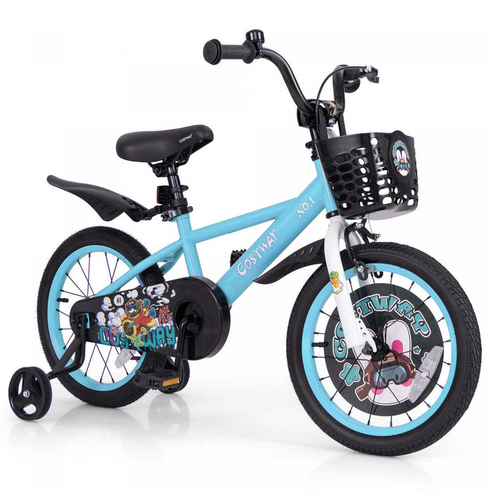 16" Kid's Bike For 4-7 With Height-adjustable Handlebar & Saddle Handbrake Blue