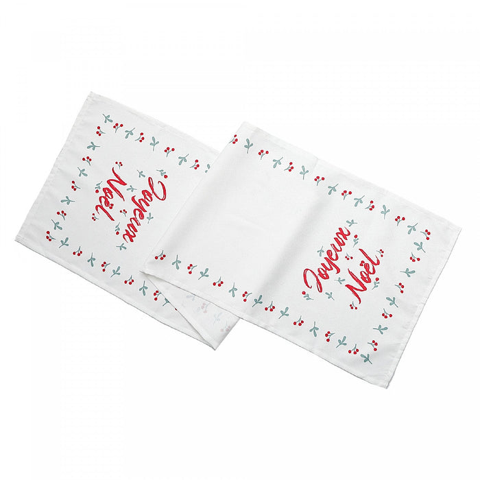 Holly Berries Border Table Runner Joyeux Noel