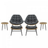 Benson Modern 3-Piece Lounge Chair Set in Gray - Set of 6 