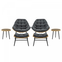 Benson Modern 3-Piece Lounge Chair Set in Gray - Set of 6 