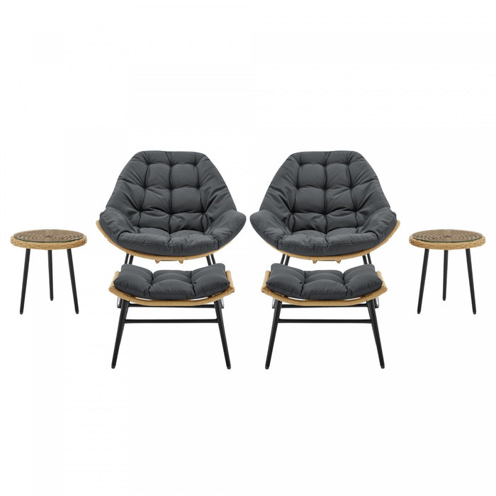 Benson Modern 3-Piece Lounge Chair Set in Gray - Set of 6 