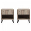 Dumbo Modern 20\" Fluted Nightstand in Rustic Gray (1-Drawer) - Set of 2 