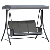 Outsunny 3 Person Outdoor Porch Swing Chair W/ Adjustable Canopy, Grey