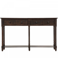 Phyllis Solid Wood Console Table With Drawers And Bottom Shelf - Espresso 