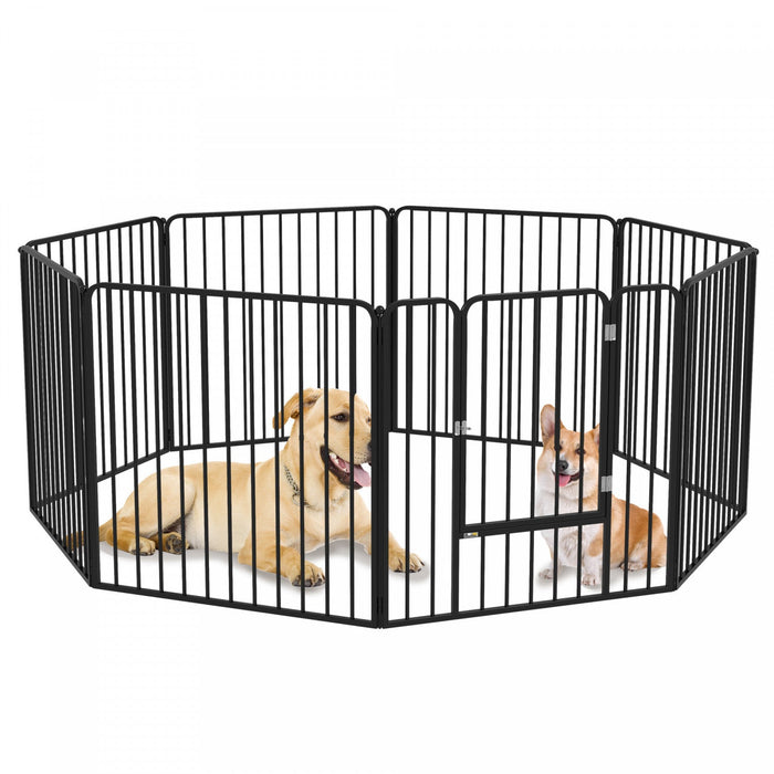 Pawhut Heavy Duty Dog Playpen, Steel Dog Pen With Door, Pet Exercise Fence, Outdoor Indoor Diy Desig