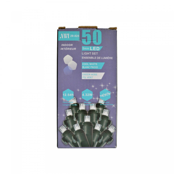 50 Lt 5mm LED Indoor Light Set Cool White Bulbs - Set of 2 Christmas Lights