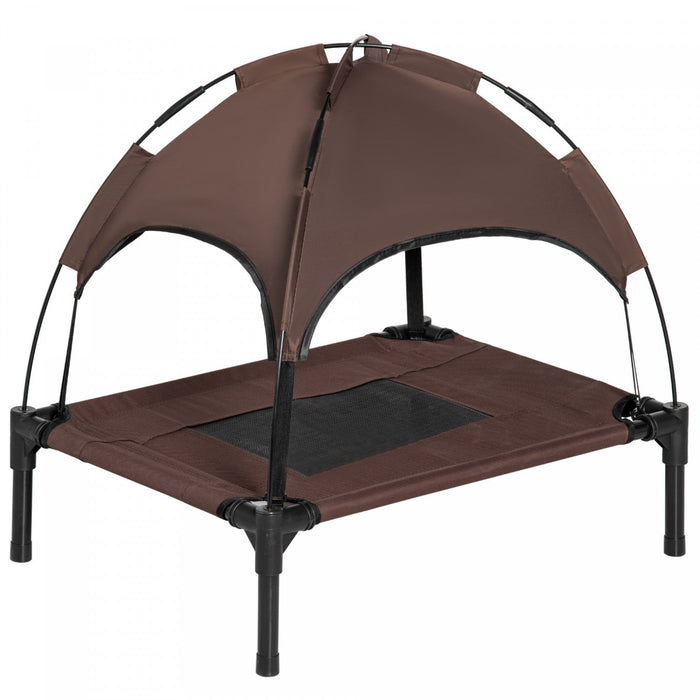Pawhut Elevated Dog Bed With Canopy, Portable Raised Dog Cot For S Sized Dogs, Indoor & Outdoor, 25\"