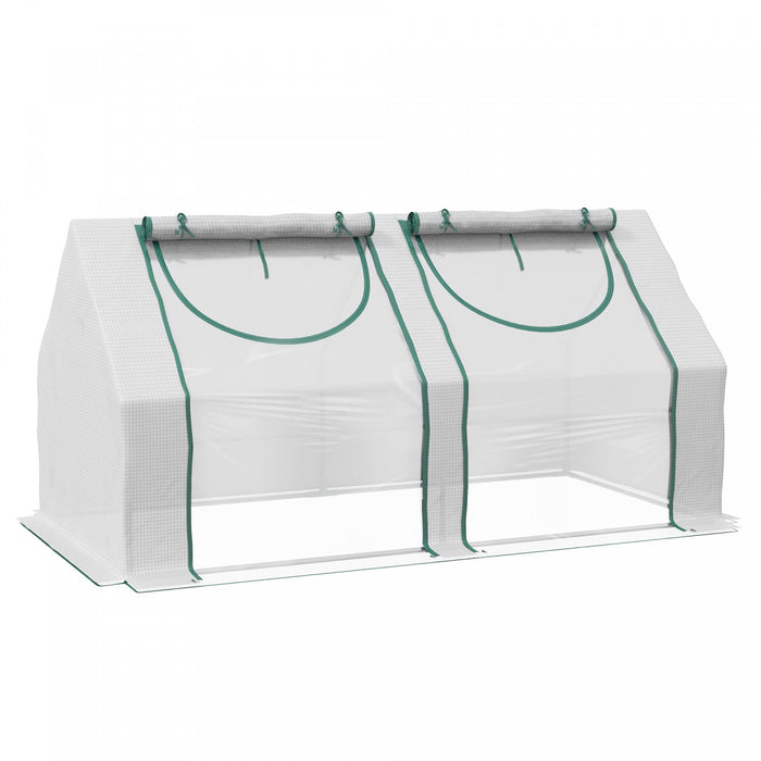 Outsunny 6' X 3' X 3' Mini Greenhouse With 2 Pe/plastic Covers, White
