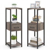 Costway 2 Pack 3 Tier Tall Metal Plant Stand Indoor Plant Table With Drawer Anti-tipping Devices