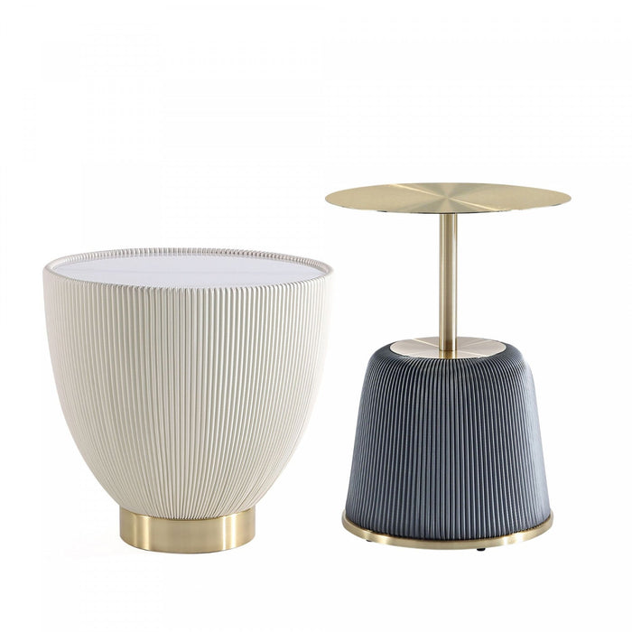 Anderson Modern 2-Piece End Table in Gray and Cream 