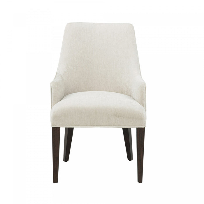 Beever Modern Wood Chenille Armchair in Cream 