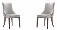 Manhattan Comfort Set of 2 Shubert Modern Faux Leather & Velvet Dining Chairs - Light Grey