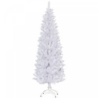 Homcom 6ft Tall Pencil Artificial Christmas Tree With Steel Base, White