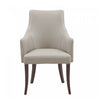 Connie Modern Wood Vegan Leather and Velvet Armchair in Light Gray 