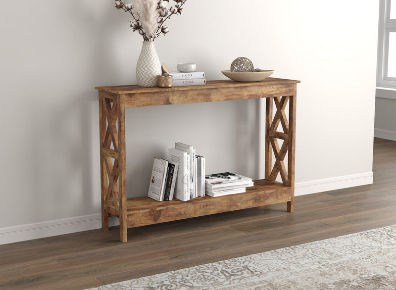 47” Console Table With 1 Shelf - Brown Reclaimed Wood 