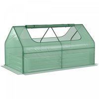 Outsunny Greenhouse With Raised Garden Bed, Steel Outdoor Planter Box With Plastic Cover, Roll Up Wi