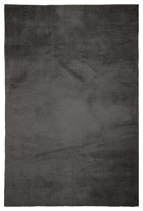 Argo Plush & Shags Charcoal Washable Rug 6'7\" x 9'0\" Indoor Area Rug 