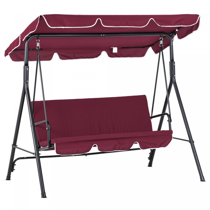 Outsunny 3-seat Patio Swing Chair, Outdoor Porch Swing Glider With Adjustable Canopy, Removable Cush