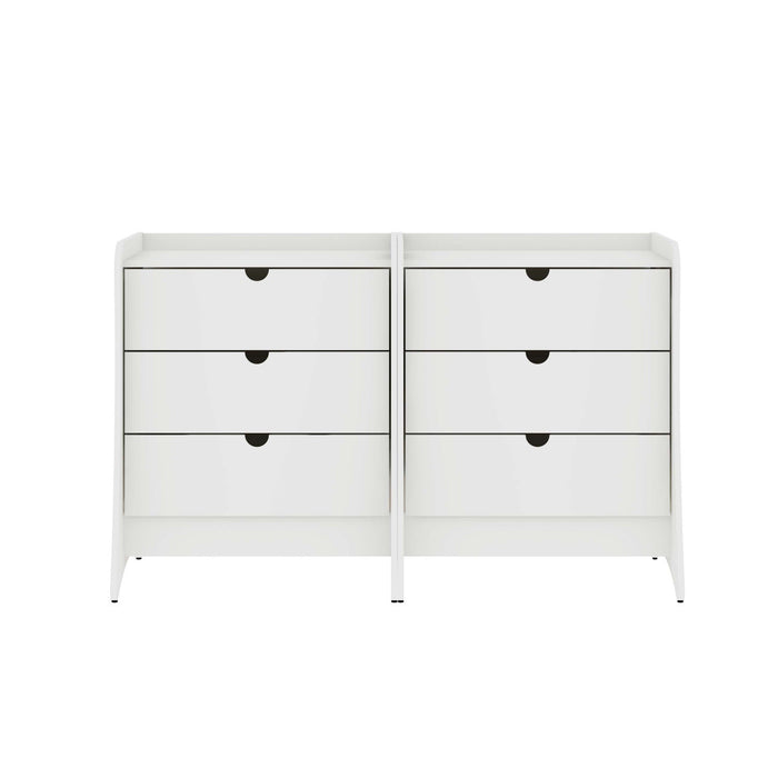 Coney Mid-Century Modern 28\" Nightstand in White (3-Drawer) - Set of 2 