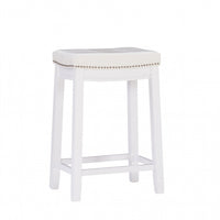 Claridge Fabric Backless Counter-Height Stool - White