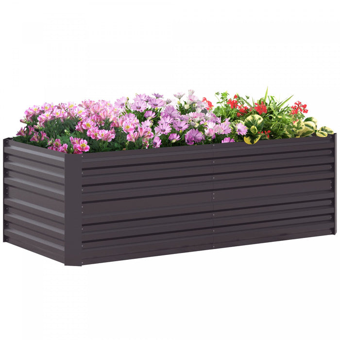 Outsunny Raised Garden Bed, 71\" X 35\" X 23\" Galvanized Steel Planters For Outdoor Plants With Multi-