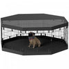 Pawhut Dog Playpen, 8 Panels Foldable Dog Pen With Waterproof Bottom Pad, Sunproof Top Cover, 24\"h D