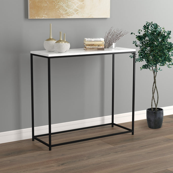 31” Modern Console Table - Marble With Black Metal 