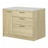 Myro Kitchen Island With Door And Drawers - Faux White Marble And Blonde Oak 