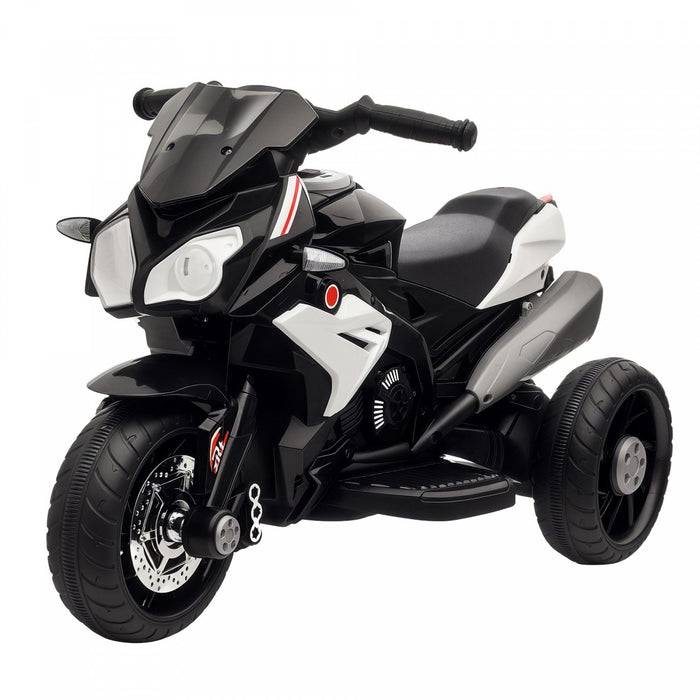 Qaba Kids Motorcycle, 6v Battery Powered Ride On Motorcycle With Music, Horn, Headlights, 3 Wheels Electric Bike For Kids, Gift For Boys & Girls, Black