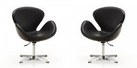 Raspberry Modern Upholstered Swivel Lounge Chair in Black - Set of 2 Accent Chair