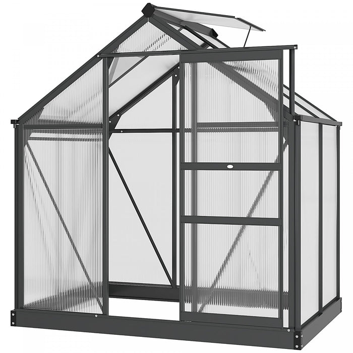 Outsunny 6' X 4' Clear Polycarbonate Greenhouse Walk-in Green House Garden Plants Grow Galvanized Ba