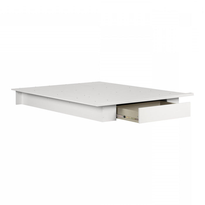 Holland Queen Platform Bed with Drawer - Pure White
