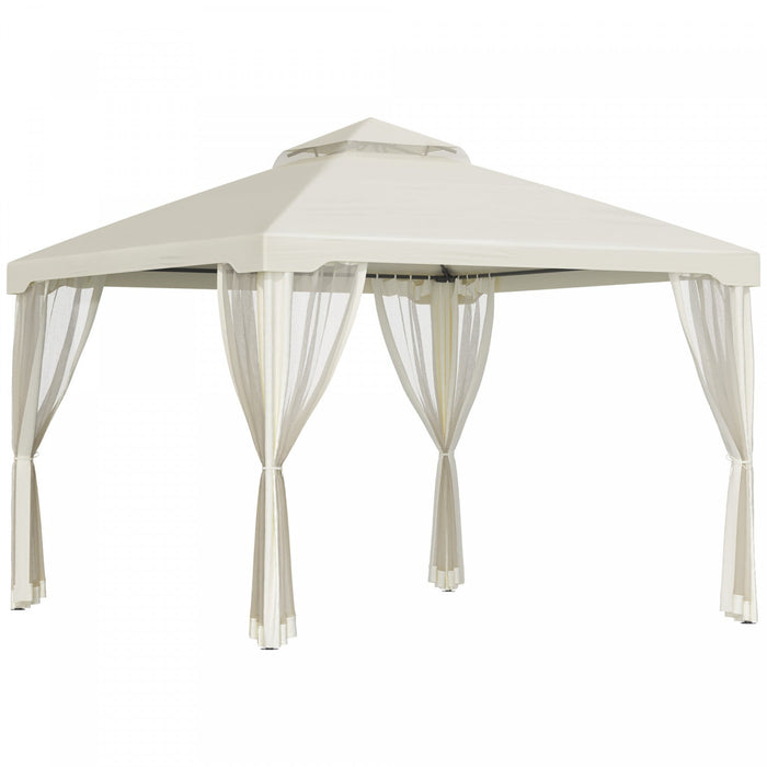 Outsunny 10' X 10' Patio Gazebo Outdoor Pavilion 2 Tire Roof Canopy Shelter Garden Event Party Tent 