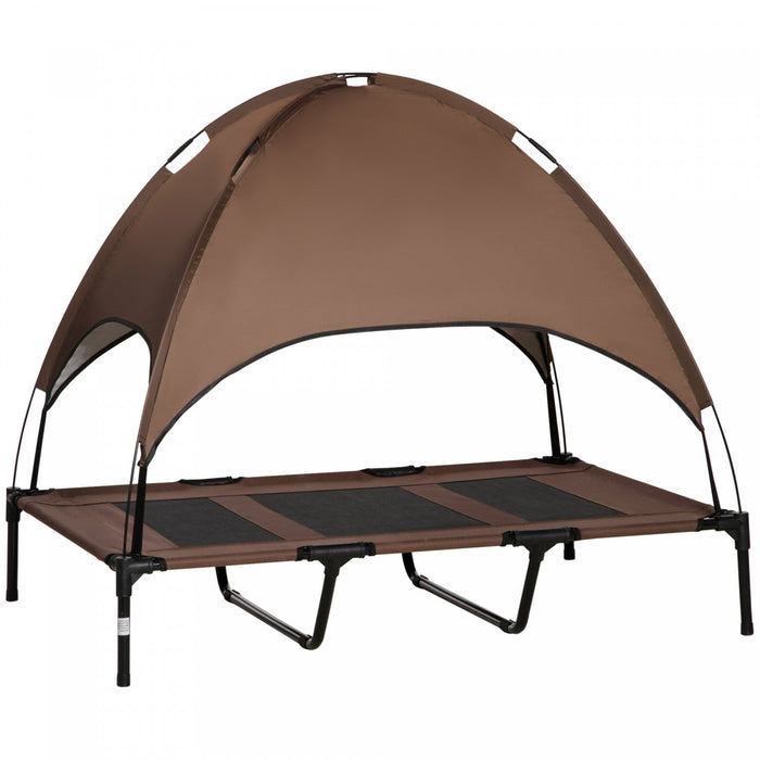 Pawhut Elevated Cooling Pet Bed Portable Raised Dog Cot With Canopy For Xl Sized Dogs, Indoor & Outd