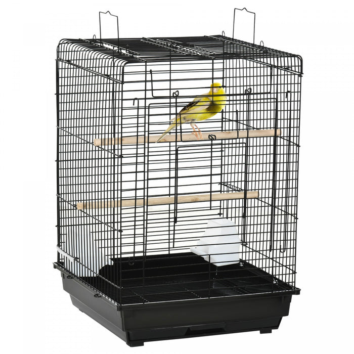 Pawhut 23\" Bird Cage Flight Parrot House Cockatiels Playpen With Open Play Top And Feeding Bowl Perc