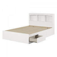 Step One Mates Bed And Bookcase Headboard Set - Pure White 