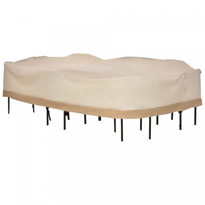 Outsunny Oval Patio Table And Chair Set Cover, Beige/coffee Sofa Set