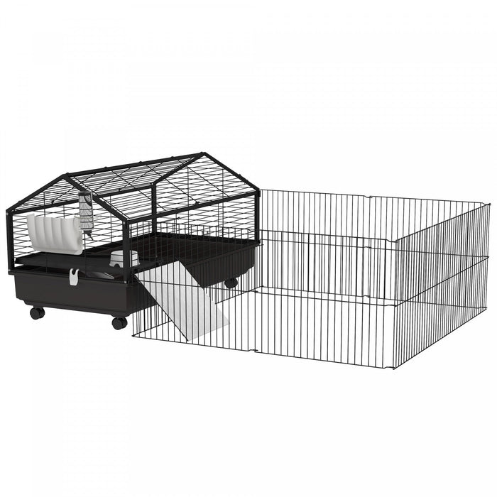 Pawhut Metal Small Animal Cage, Rabbit Cage For Guinea Pig, Chinchilla, Hedgehog, Bunny With Removab