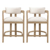 Tiffany 26\" Counter-height Stool Set Of 2 With Solid Wood Frame, Linen Look Fabric - Natural 
