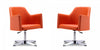 Pelo Modern Vegan Leather Swivel Lounge Chair in Orange - Set of 2 Accent Chair 
