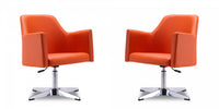 Pelo Modern Vegan Leather Swivel Lounge Chair in Orange - Set of 2 Accent Chair
