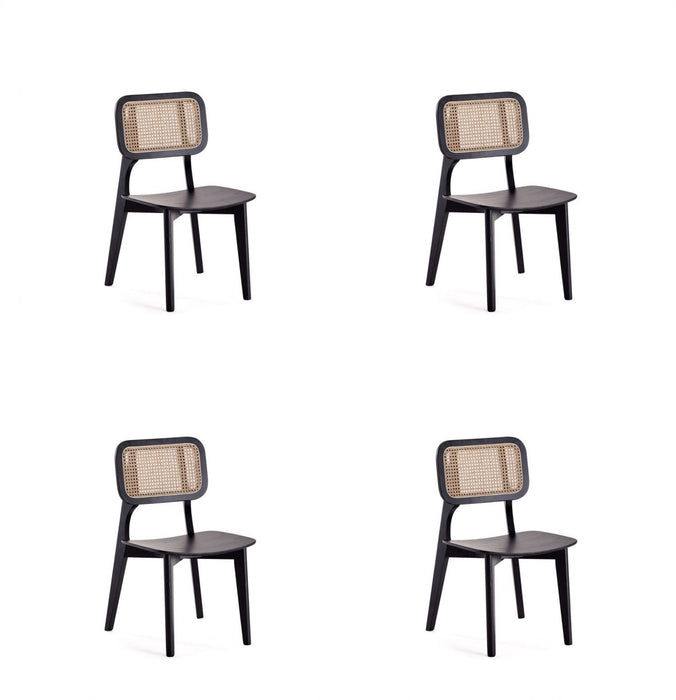 Versailles Industry Chic Wood Dining Chair in Black and Natural - Set of 4 