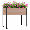Outsunny Wooden Raised Garden Bed With Wheels, Elevated Planter Box With Metal Legs, Drainage Holes 