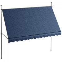 Outsunny 11.5' X 4' Manual Retractable Awning, Non-screw Freestanding Patio Sun Shade Shelter With S