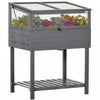 Outsunny Raised Garden Bed With Cold Frame Greenhouse, Grow Grids And Storage Shelf, Outdoor 2 Tiers