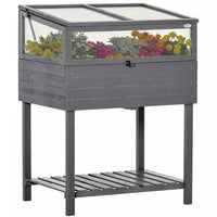 Outsunny Raised Garden Bed With Cold Frame Greenhouse, Grow Grids And Storage Shelf, Outdoor 2 Tiers